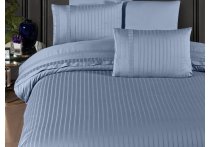 Постельное белье сатин delux First Choice - New Trend Dusty Blue (Турция), евро